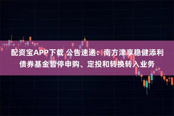 配资宝APP下载 公告速递：南方津享稳健添利债券基金暂停申购、定投和转换转入业务